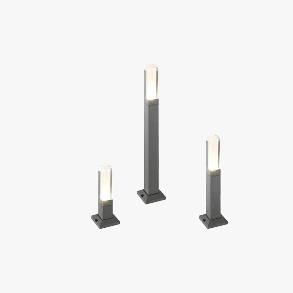 Modern Metal Cylindrical Gray Outdoor Lamp Garden
