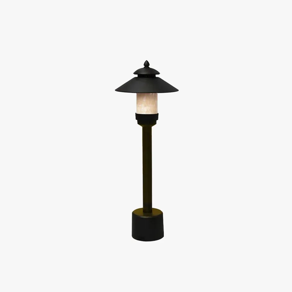 Modern Metal Marble Hooded Black Outdoor Path Light
