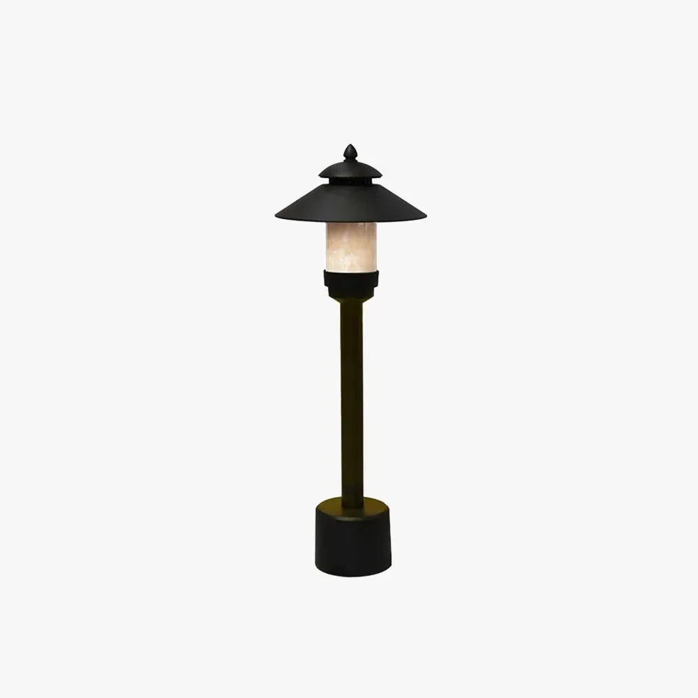 Modern Metal Marble Hooded Black Outdoor Path Light