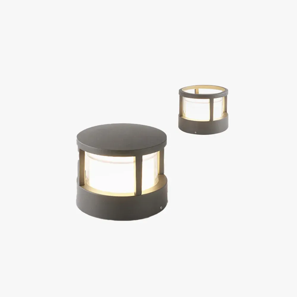 Industrial Metal Cylindrical Gray Outdoor Lamp Garden