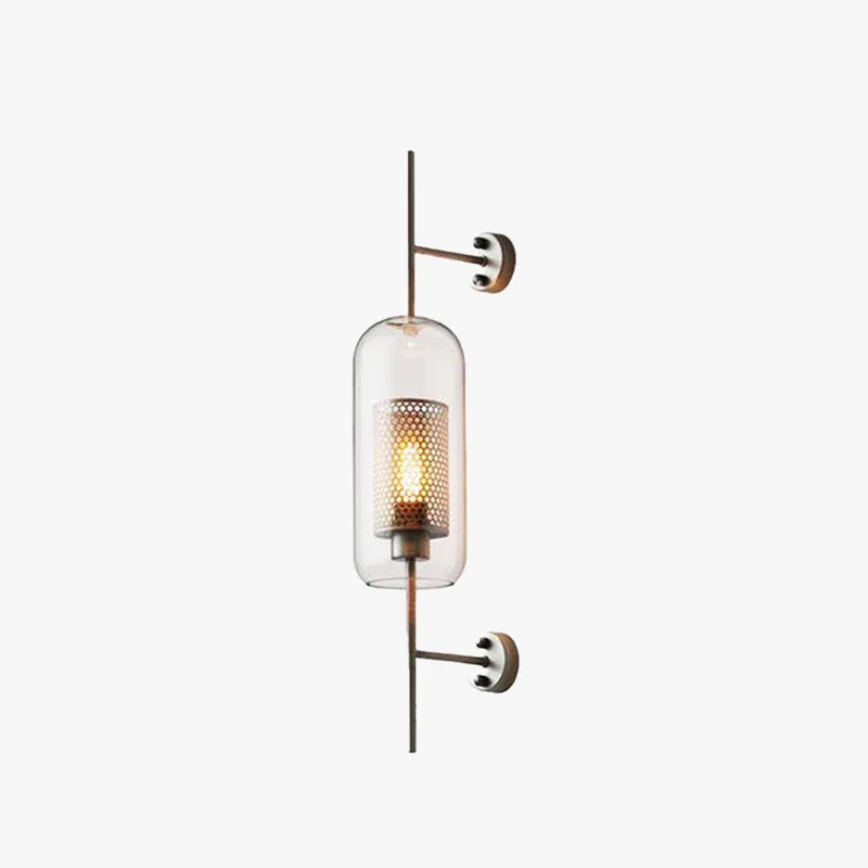 Modern Metal And Glass Geometric Bathroom Wall Lamp, Copper/Silver