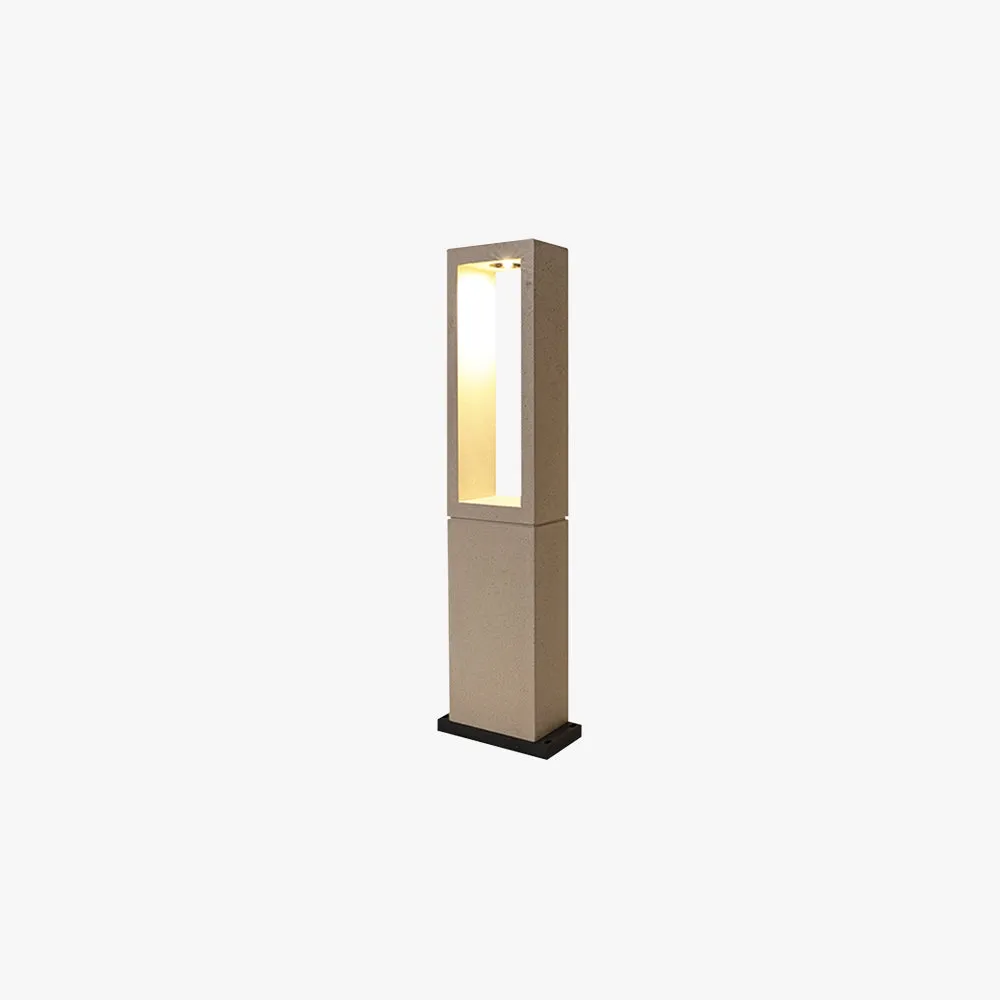 Modern Metal Stone Rectangular Grey Outdoor Path Light