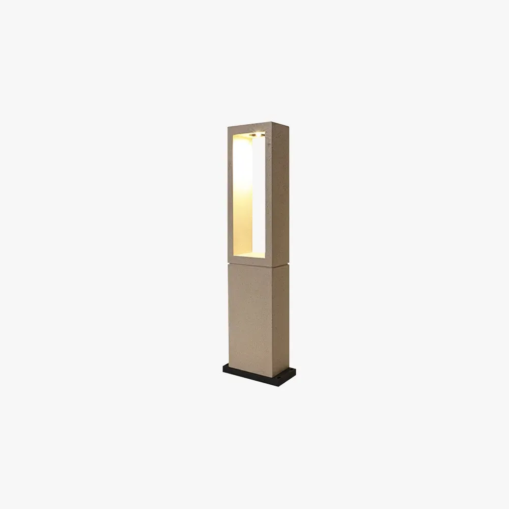 Modern Metal Stone Rectangular Grey Outdoor Path Light
