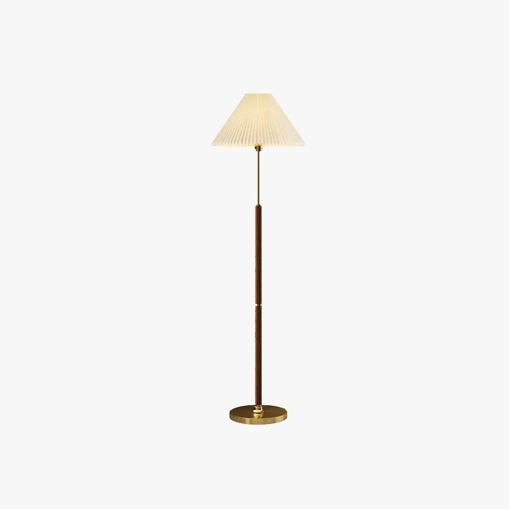 Classical Metal And Fabric Pleated Bedroom Indoor Floor Lamp, Gold, Trichromatic Light