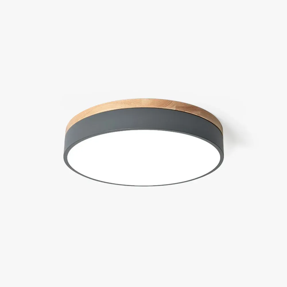 Nordic LED Round Metal/Wood Flush Mount Ceiling Light White/Green