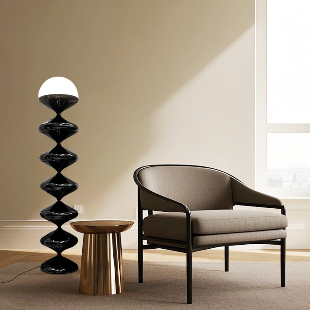 Modern Metal Irregular Black White Floor Lamp Living Room