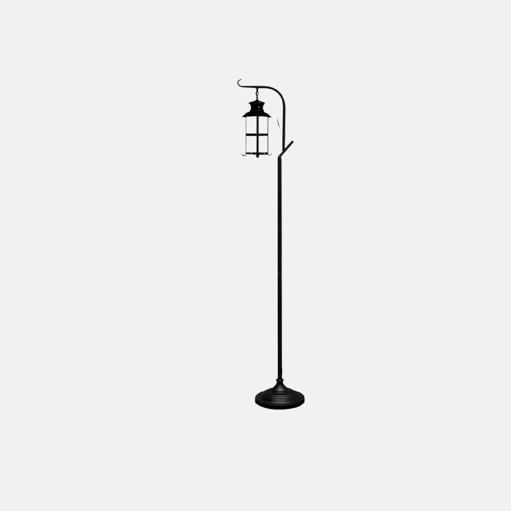 Vintage Metal Glass Lantern Children's Room Floor Lamp Black