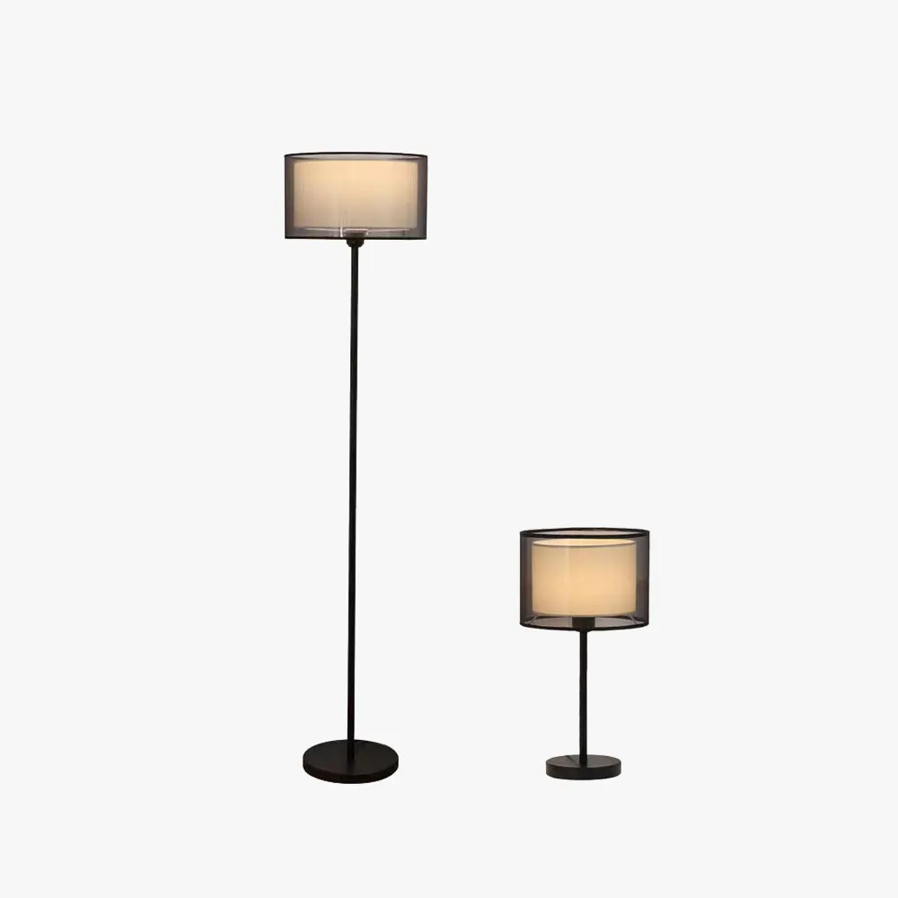 Unusual Metal And Cylindrical Study Room Floor And Table Lamp, Black-Black/Black-White