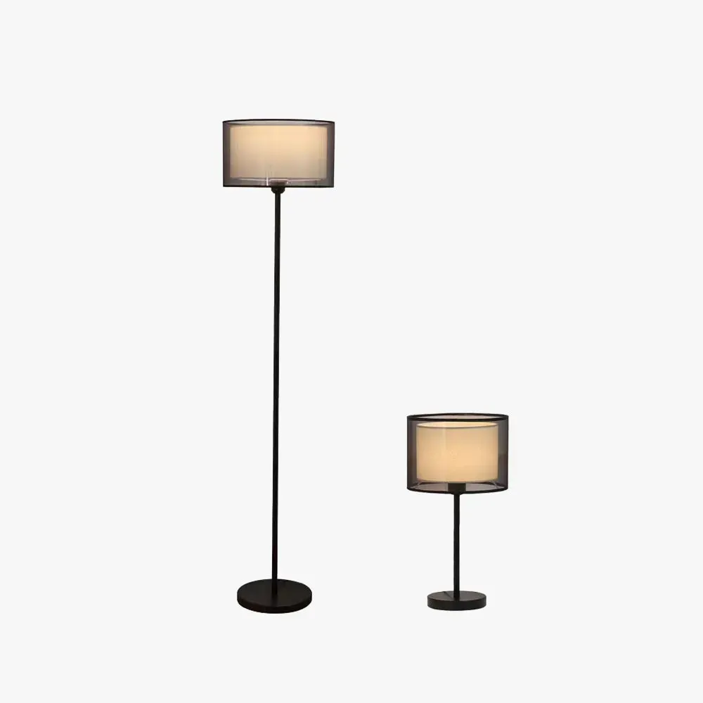 Unusual Metal And Cylindrical Study Room Floor And Table Lamp, Black-Black/Black-White