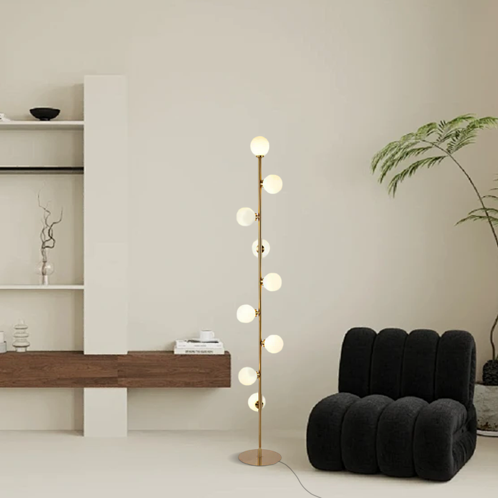 Modern Metal Linear Gold Floor Lamp Living Room Bedroom | Riofu