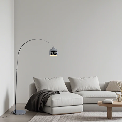 Modern Metal Bowled Silver Floor Lamp Living Room
