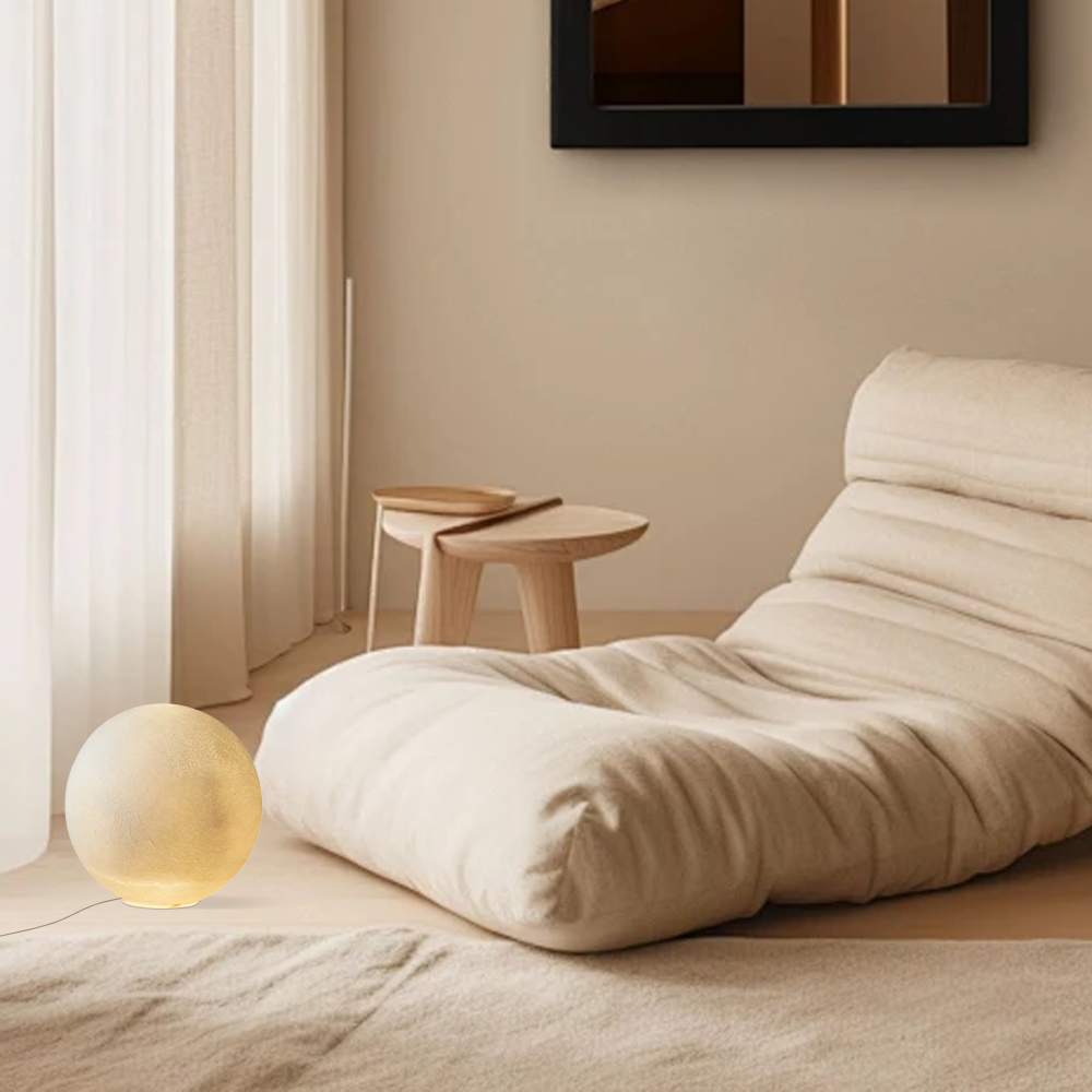 Art Deco Resin Globular Yellow Floor Lamp Living Room