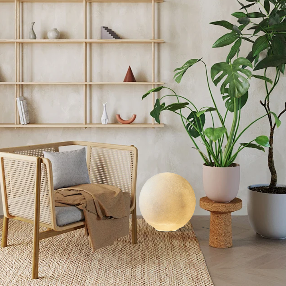 Art Deco Resin Globular Yellow Floor Lamp Living Room