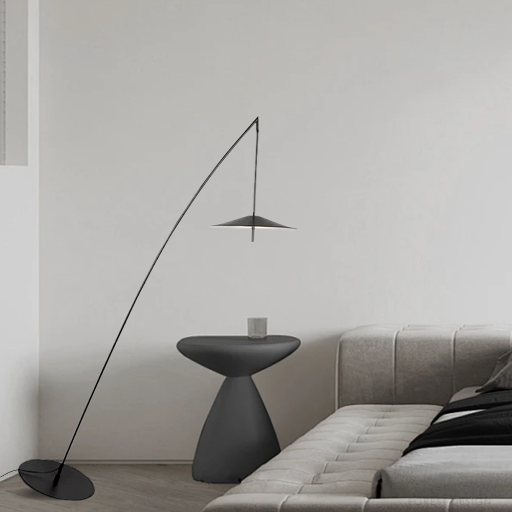 Modern Metal Hooded White Floor Lamp Bedroom