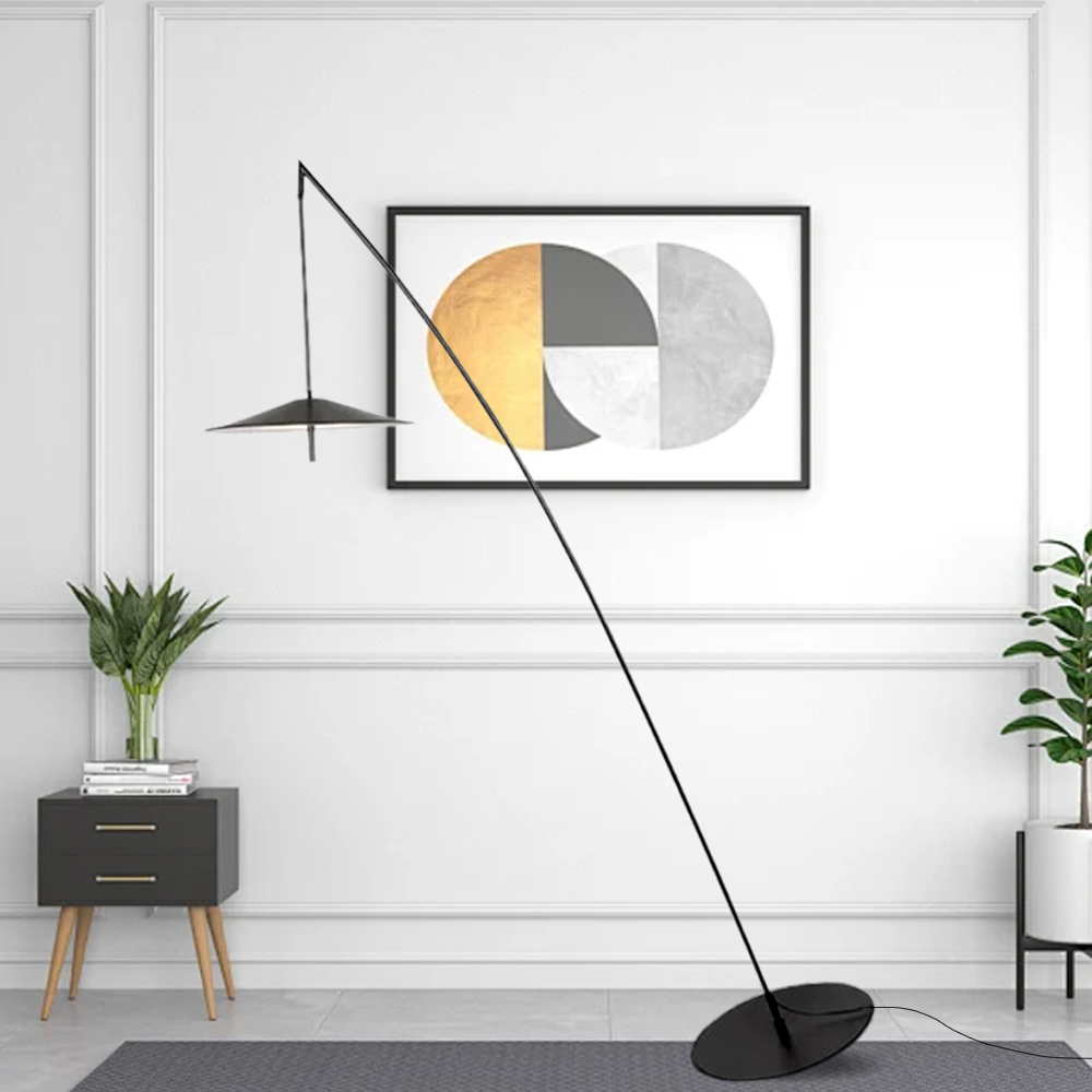 Modern Metal Hooded White Floor Lamp Bedroom