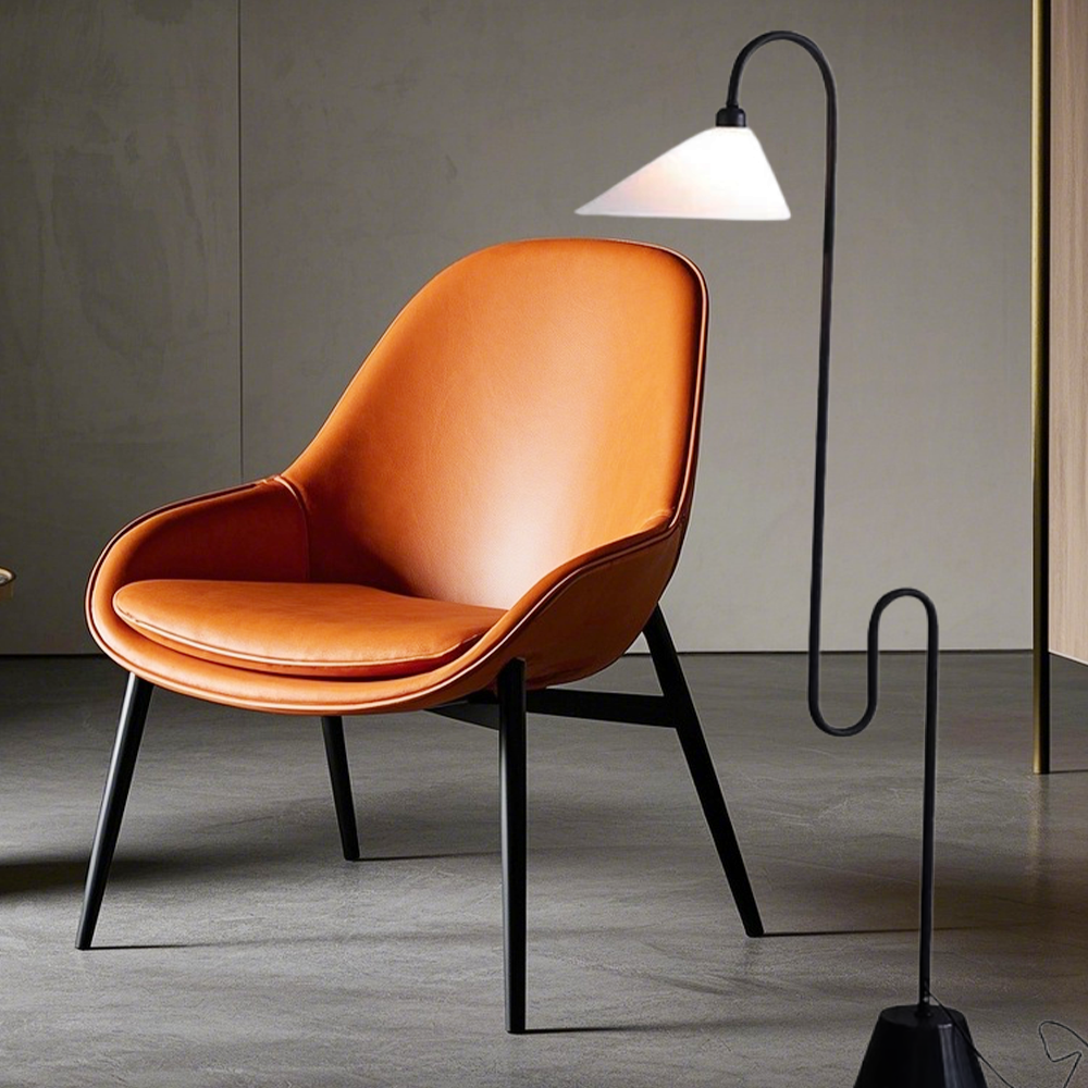 Modern Metal Fabric Curved Black Floor Lamp Bedroom