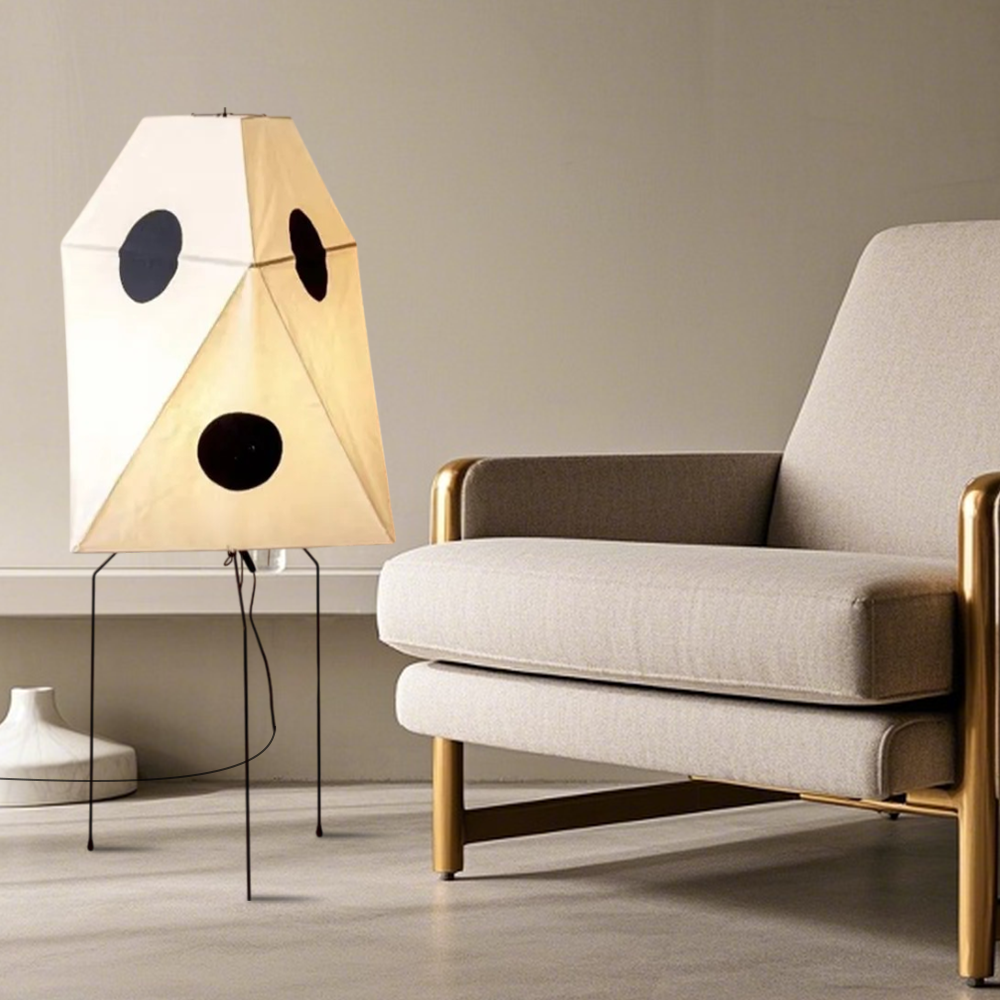 Japanese Style Metal Paper Irregular White Floor Lamp Living Room