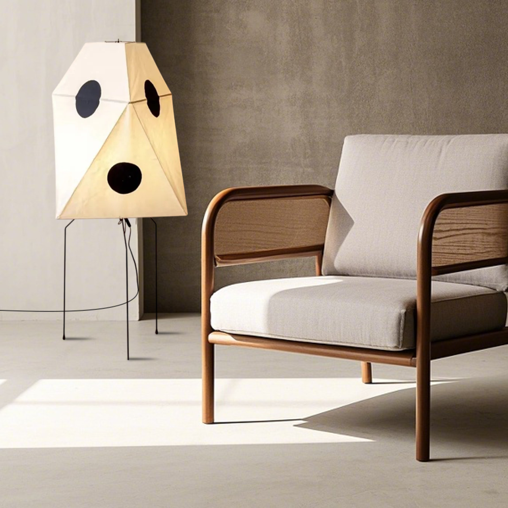 Japanese Style Metal Paper Irregular White Floor Lamp Living Room | Riofu
