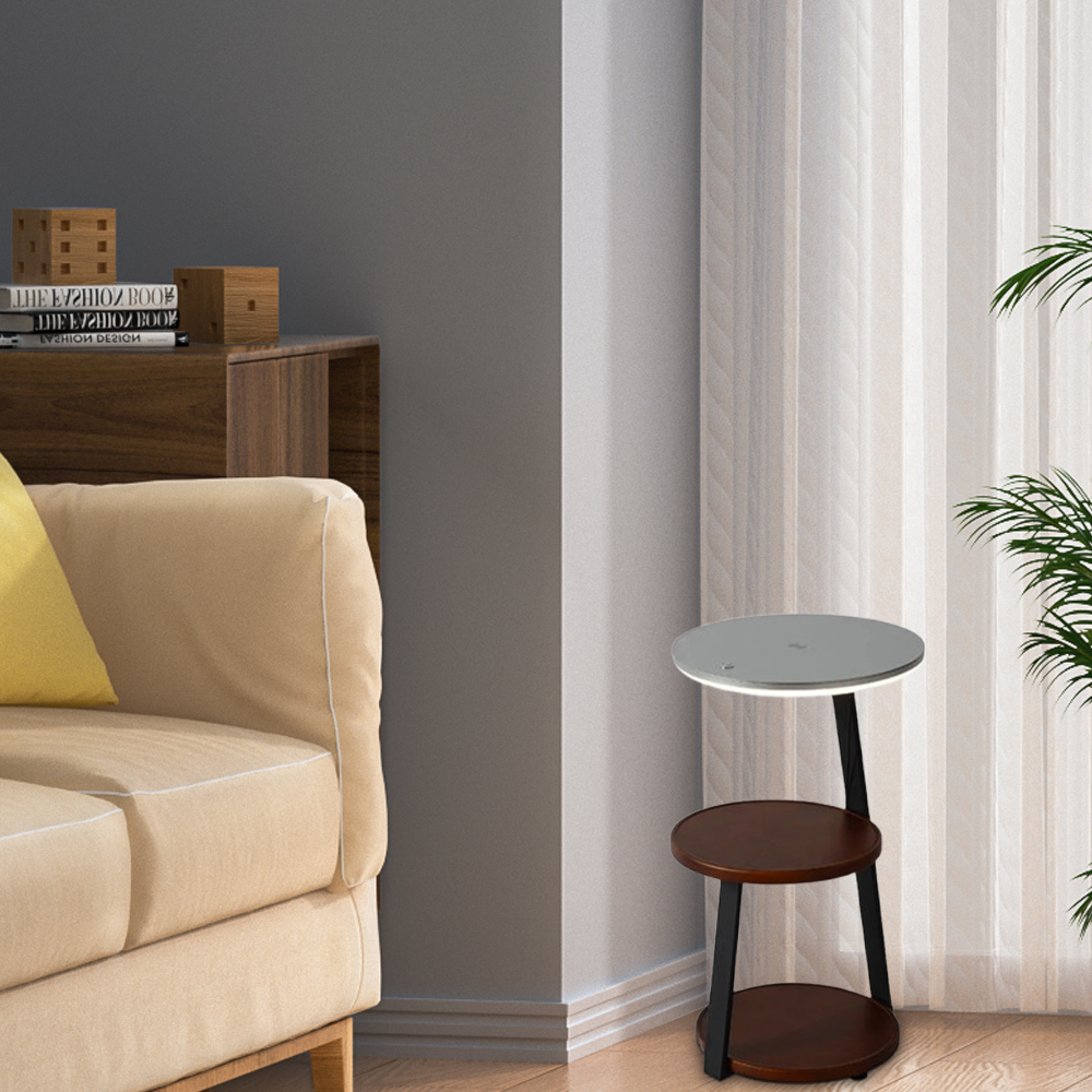 Modern Wood Round Brown Floor Lamp Bedroom