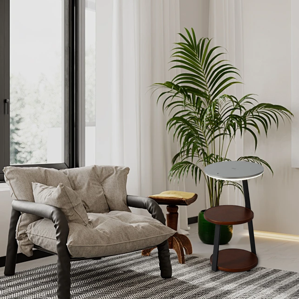 Modern Wood Round Brown Floor Lamp Bedroom