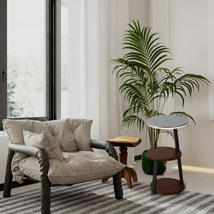 Modern Wood Round Brown Floor Lamp Bedroom