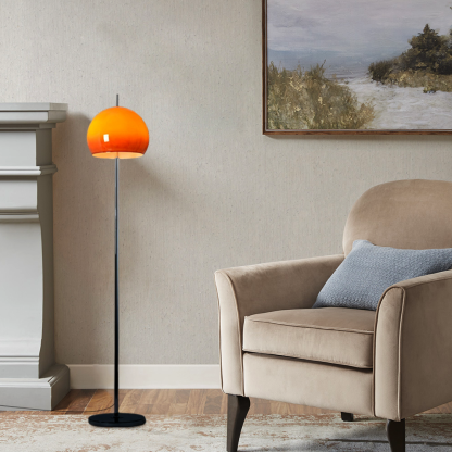 Modern Metal Glass Round Orange Floor Lamp Living Room