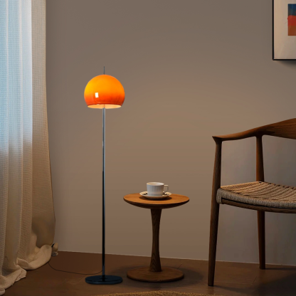 Modern Metal Glass Round Orange Floor Lamp Living Room