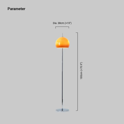 Modern Metal Glass Round Orange Floor Lamp Living Room