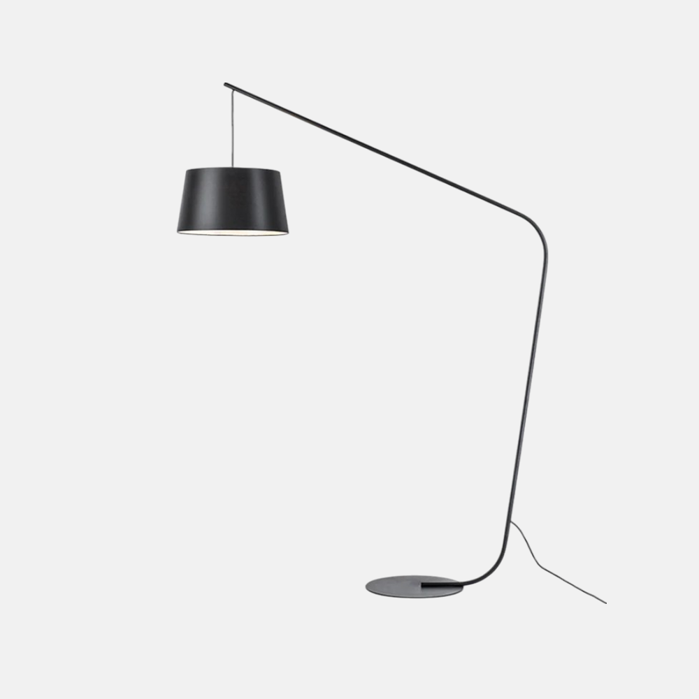 Modern Metal Fabric Hooded Black Floor Lamp Bedroom