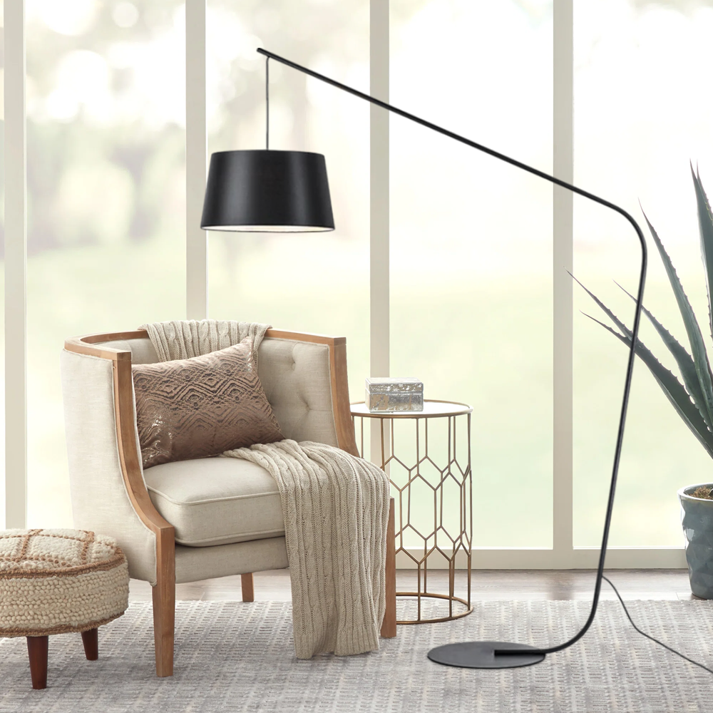 Modern Metal Fabric Hooded Black Floor Lamp Bedroom | Riofu