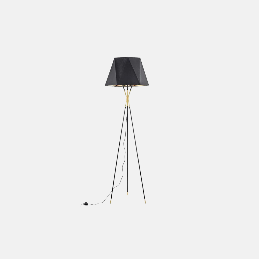 Modern Metal Fabric Hooded Black Floor Lamp Bedroom