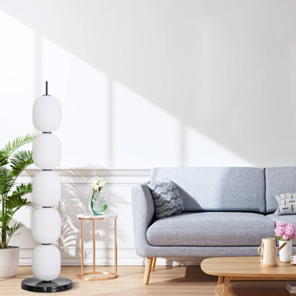 Modern Glass Cylindrical White Floor Lamp Living Room