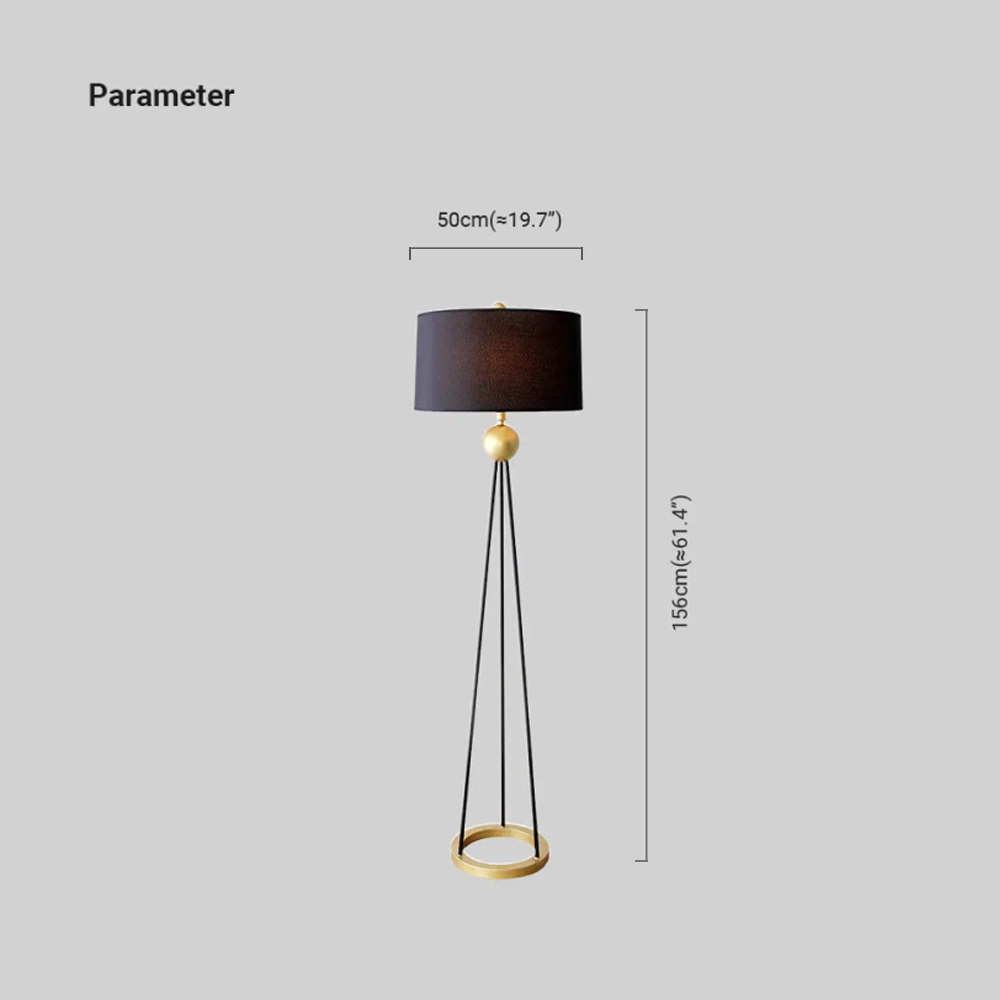 Modern Metal Fabric Cylindrical Black Floor Lamp Bedroom