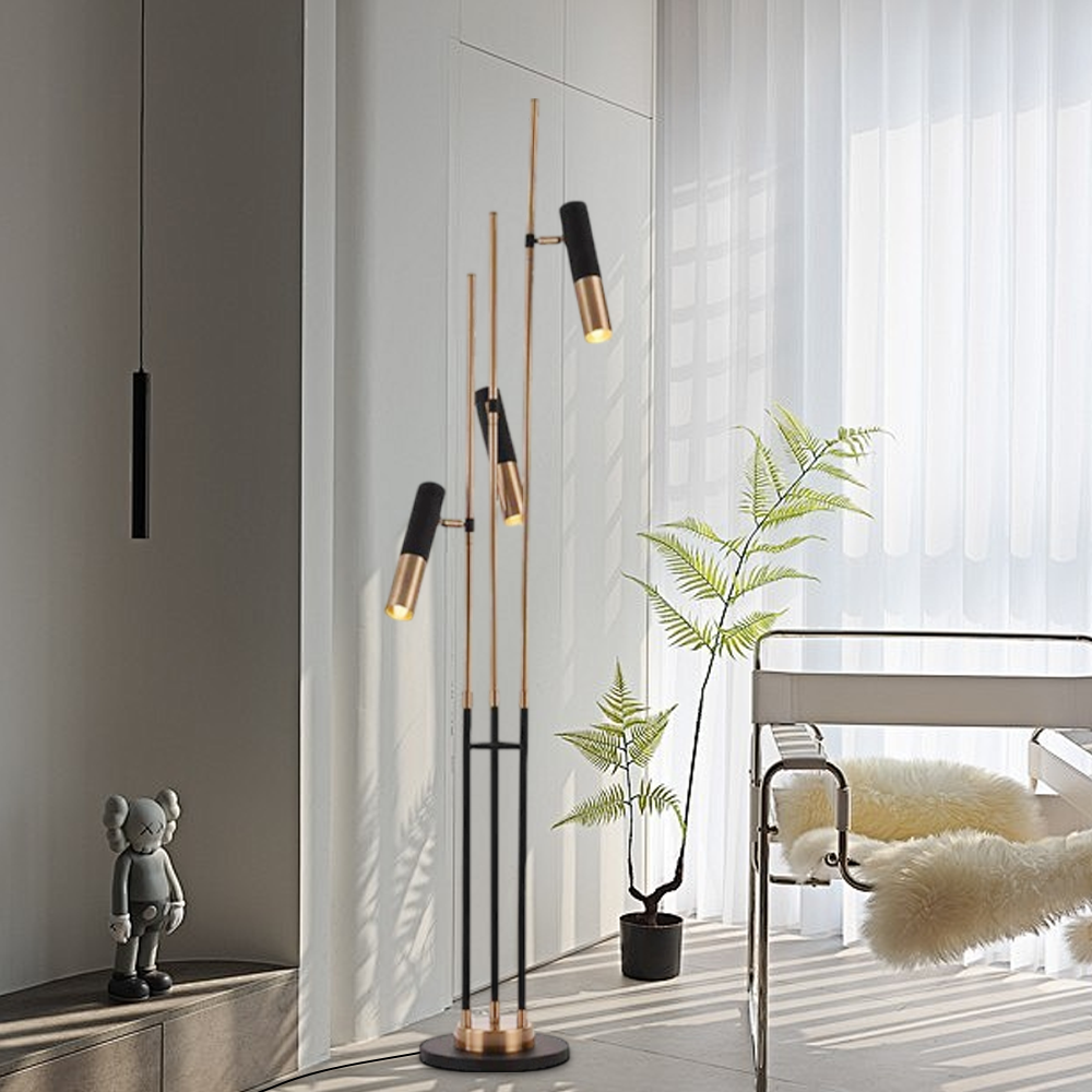 Modern Metal Cylindrical Gold Floor Lamp Bedroom Living Room