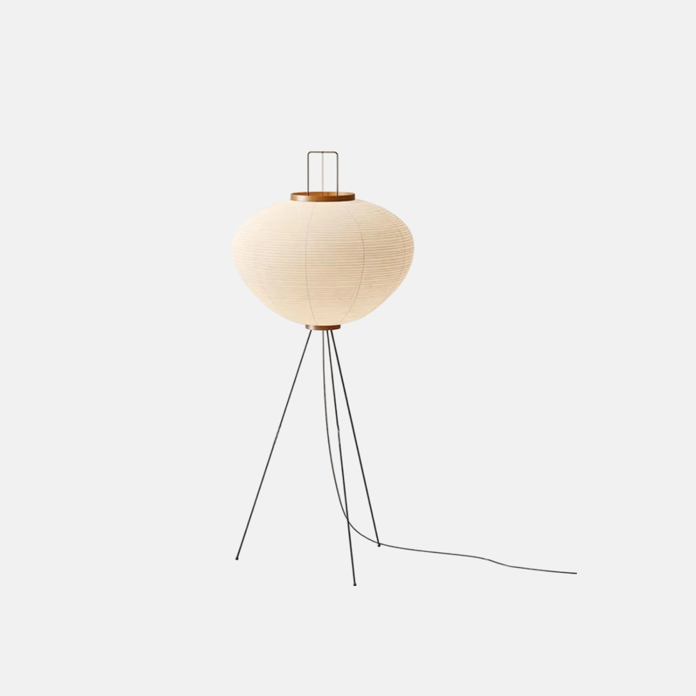 Japanese Style Metal Paper Lantern White Floor Lamp Bedroom