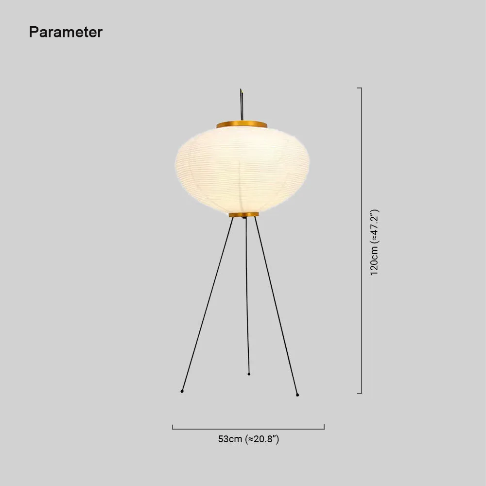Japanese Style Metal Paper Lantern White Floor Lamp Bedroom