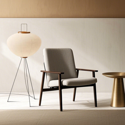 Japanese Style Metal Paper Lantern White Floor Lamp Bedroom