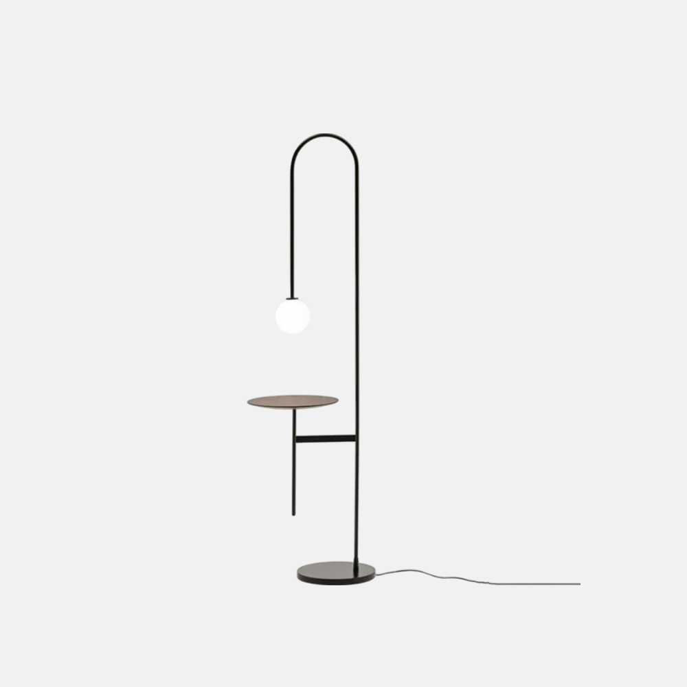 Designer Metal Marble Glass Globular Black Floor Lamp Study Room