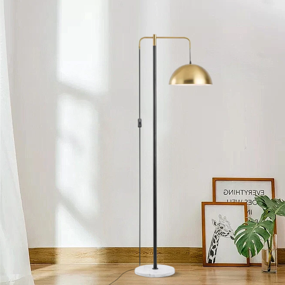 Modern Metal Marble Bowl Gold Black Floor Lamp Living Room