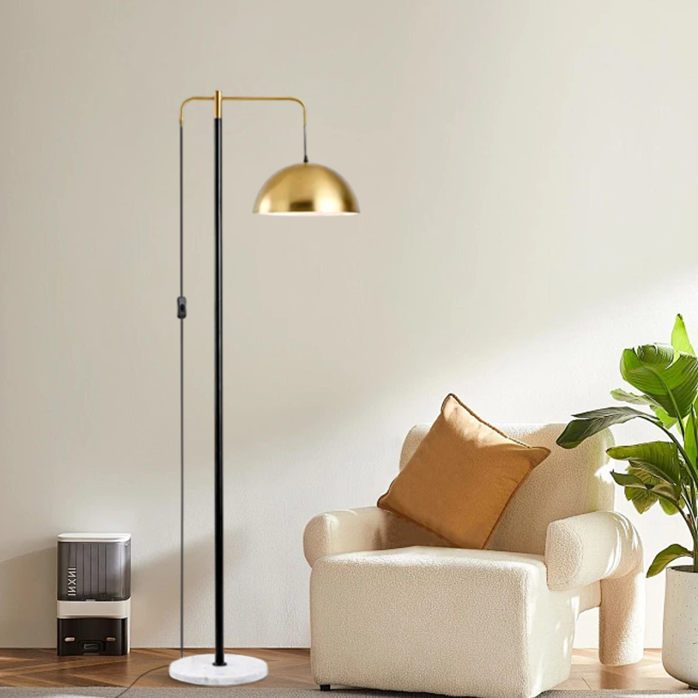 Modern Metal Marble Bowl Gold Black Floor Lamp Living Room | Riofu