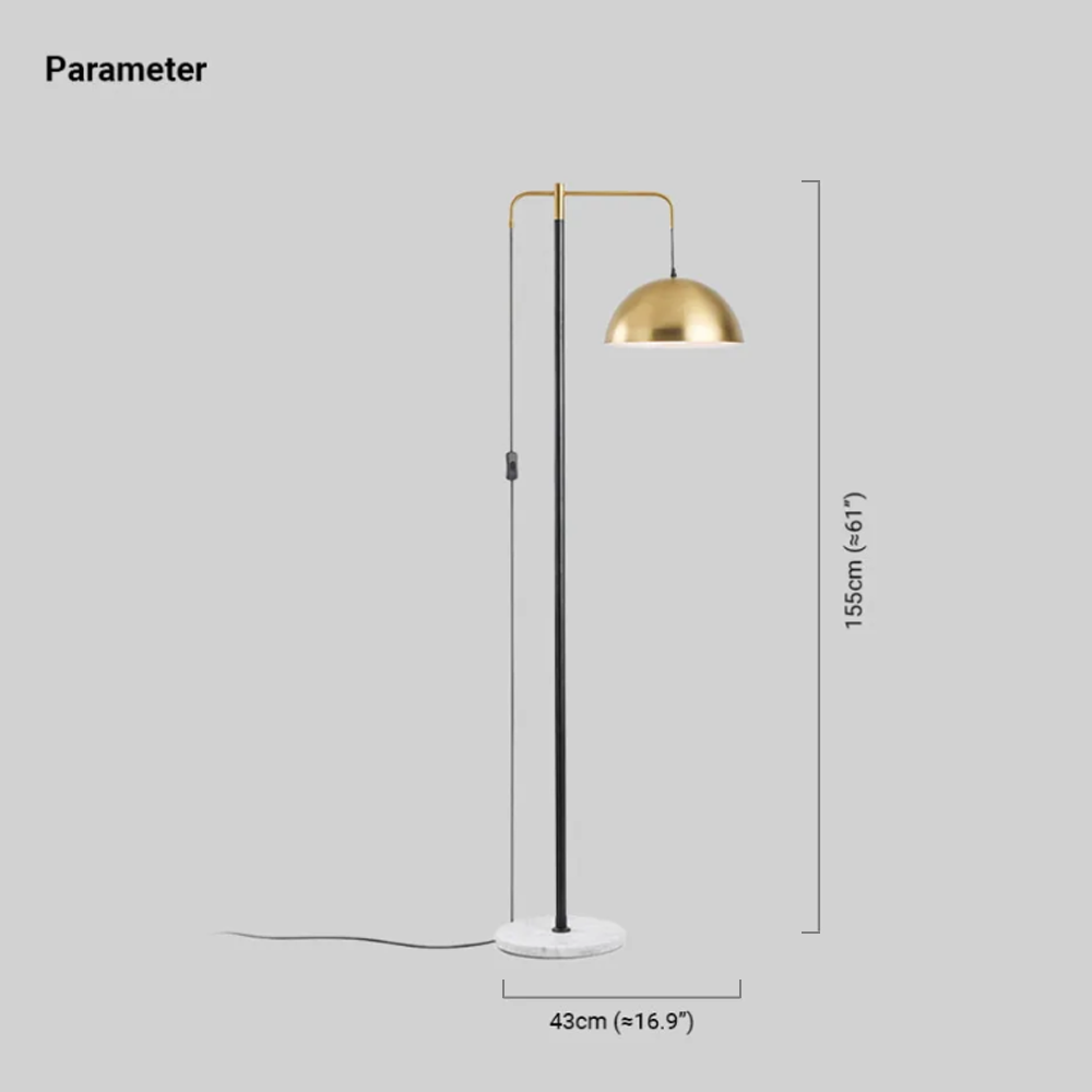 Modern Metal Marble Bowl Gold Black Floor Lamp Living Room