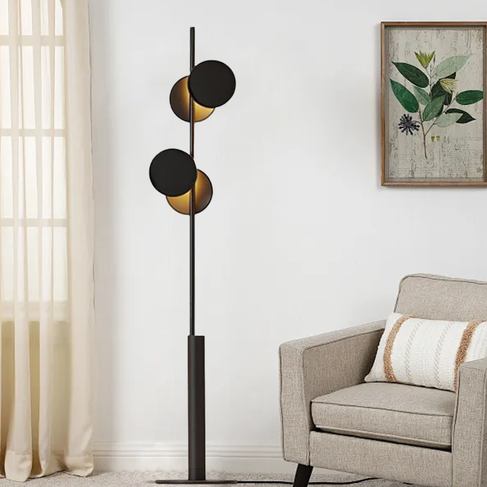 Modern Metal Cylindrical Black Floor Lamp Living Room