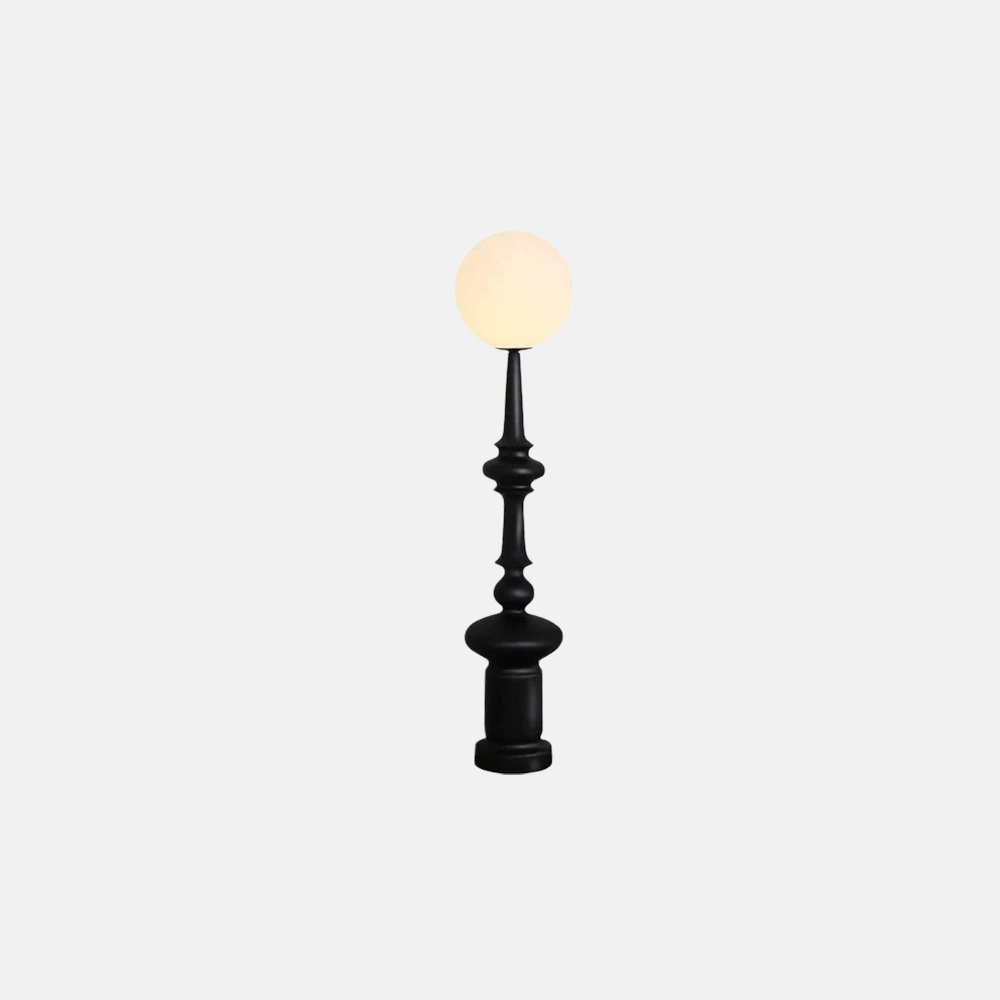 Modern Resin Glass Round Black Floor Lamp Bedroom Living Room