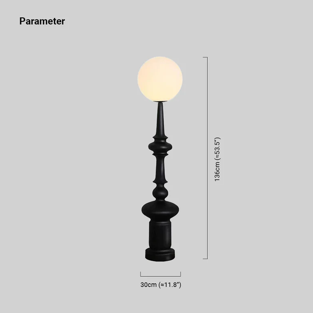 Modern Resin Glass Round Black Floor Lamp Bedroom Living Room