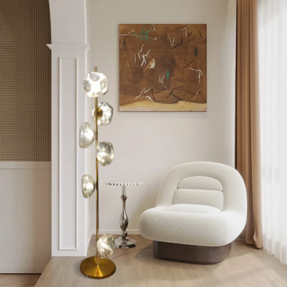 Art Deco Metal Glass Linear Black Gold Gray Living Room Floor Lamp