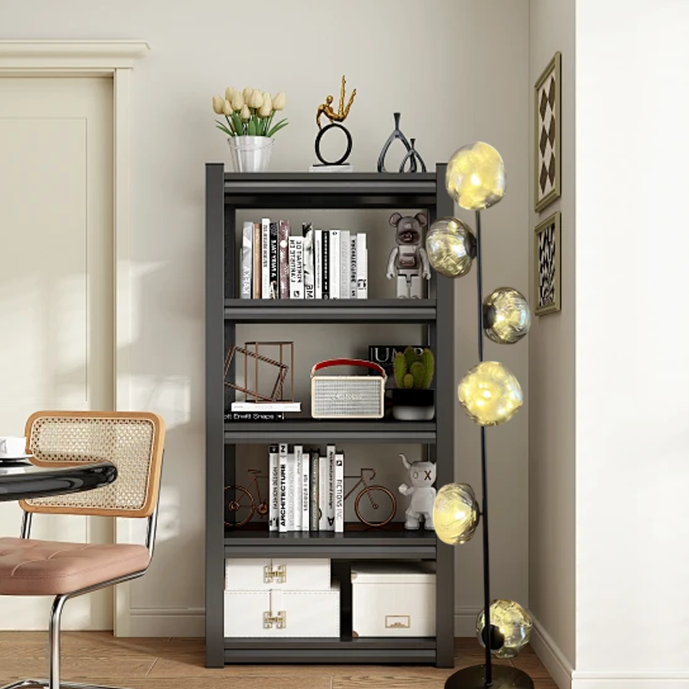 Art Deco Metal Glass Linear Black Gold Gray Living Room Floor Lamp