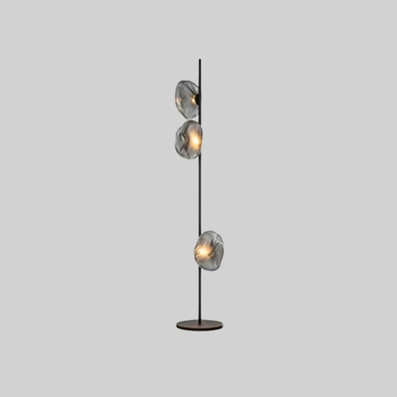 Art Deco Metal Glass Linear Black Gold Gray Living Room Floor Lamp