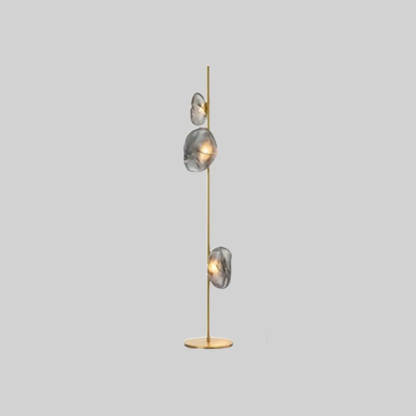 Art Deco Metal Glass Linear Black Gold Gray Living Room Floor Lamp