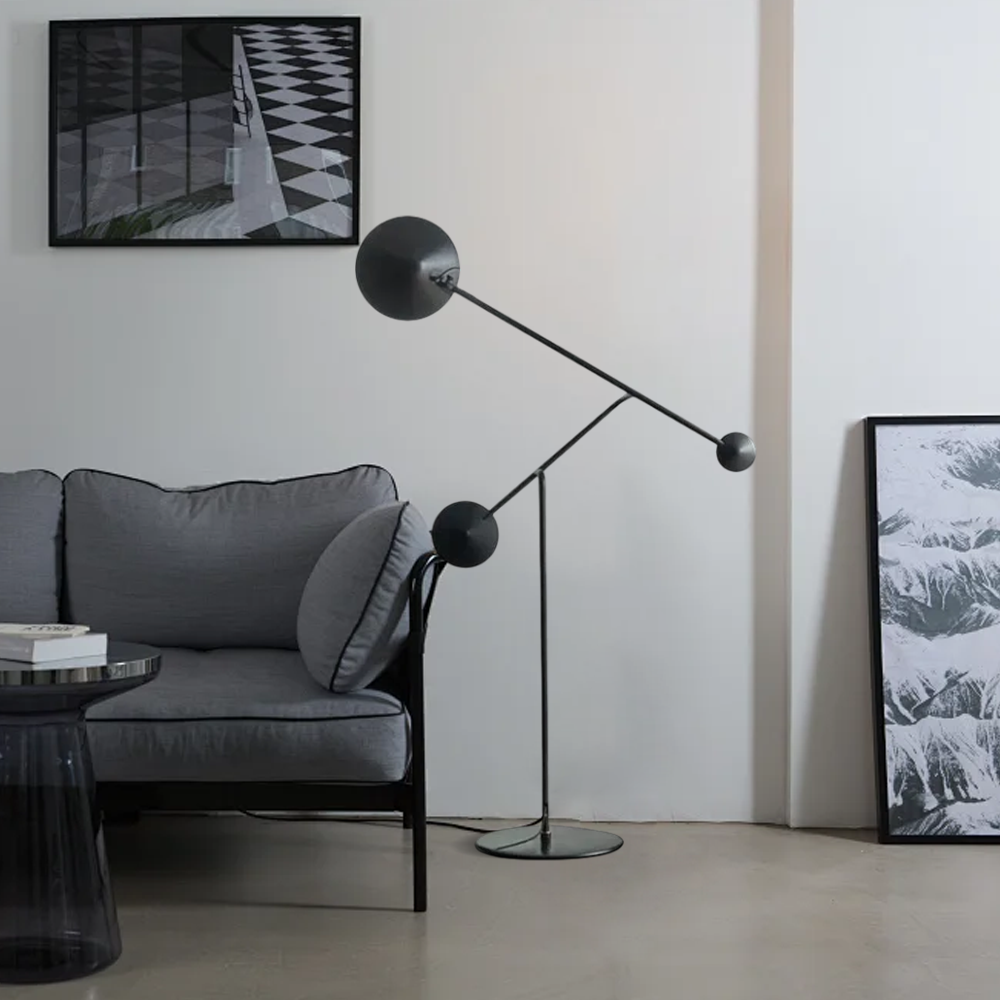 Unusual Metal Linear Study Room Floor Lamp Black | Riofu
