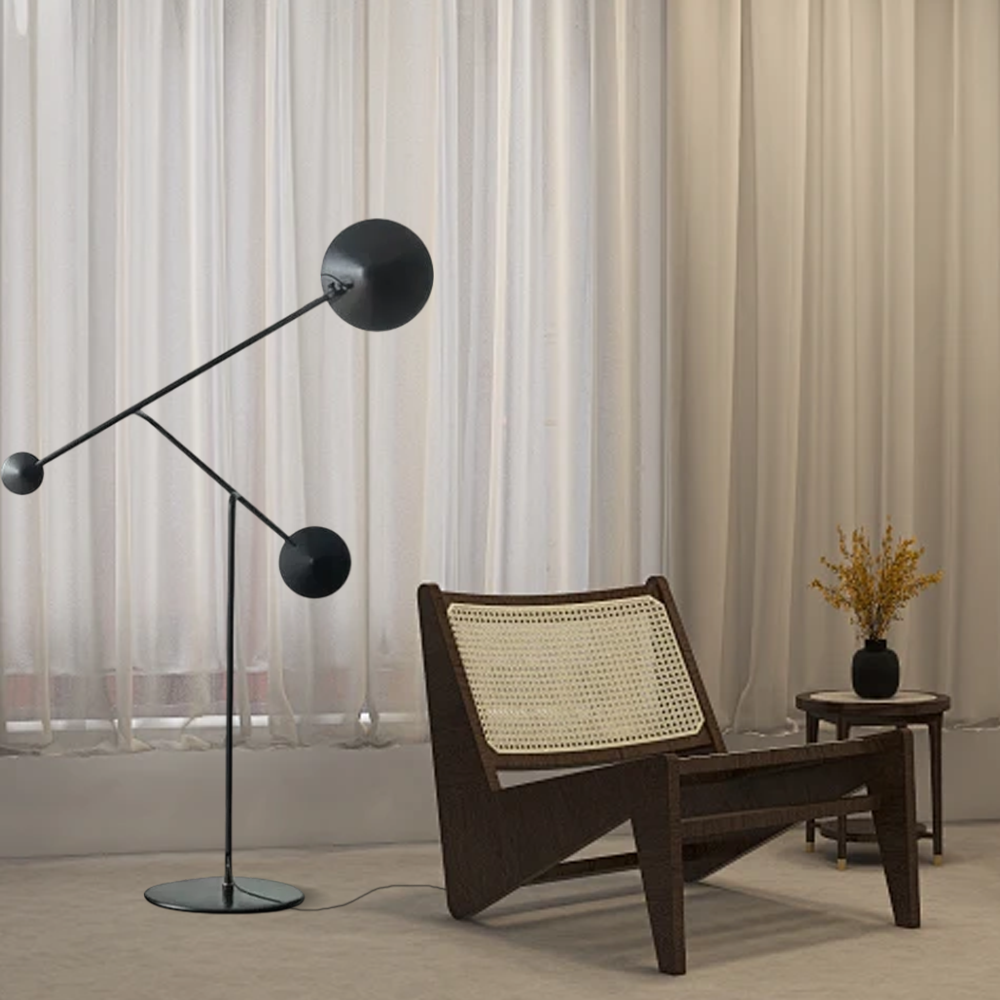 Unusual Metal Linear Floor Lamp Black Study Room 